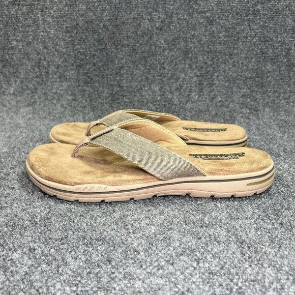 Skechers Rosen Sandals Men's 10 Khaki Athletic Outdoor Summer Beach Flip Flops - Picture 4 of 12